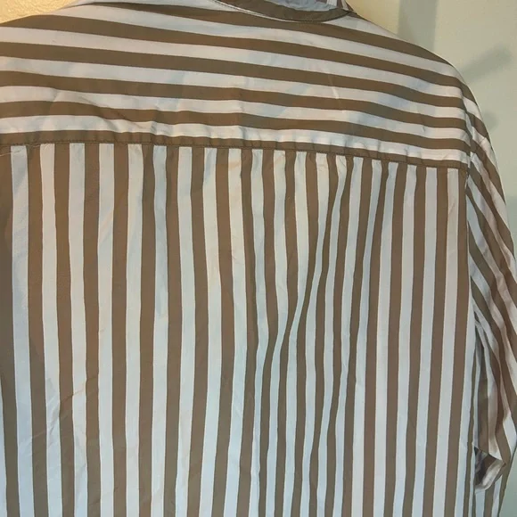 Madewell oversized Button Up oversized Shirt Toffee Brown White Striped M - Picture 3 of 4